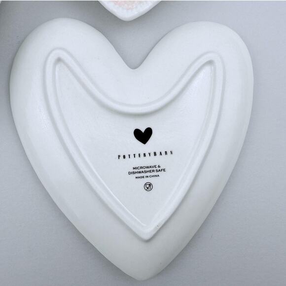 Pottery Barn Heart Appetizer Plates SET OF 4 Decorated Lace Edge Valentines Day - Picture 5 of 12